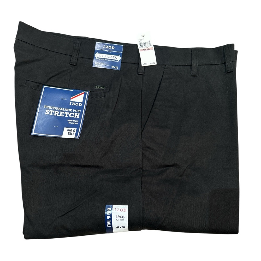 Izod Black khaki Stretch Pants Big and Tall